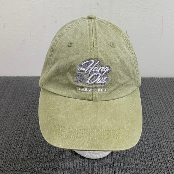 The Hang Out Bar & Grill Baseball Hat Unisex Adjustable Olive Green Strapback - Picture 1 of 15